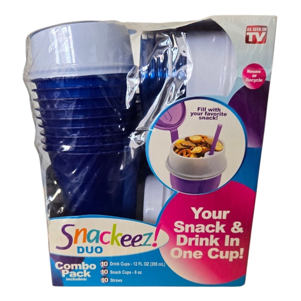 Snackeez! Duo - Snack and Drink Cup Combo Pack- blue & white